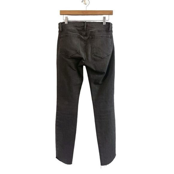 Frame Le Skinny de Jeanne Raw Hem Ankle Jeans in Black Grey Kinder, Size 28 - Picture 10 of 13